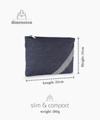 Denim Zipper Pouch for Women & Men, Multipurpose Travel Organizer, Stationery Bag, Cosmetic Bag, Clutch Wallet, Premium Jeans Fabric, Lightweight & Durable, 22x15 cm - Denim Blue