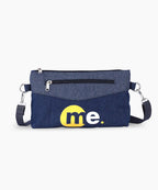 Unisex Denim Sling Bag for Men & Women Crossbody Side Bag with Adjustable Removable Strap Multiple Zipper Pockets Lightweight Travel Casual Daily Use Bag Blue