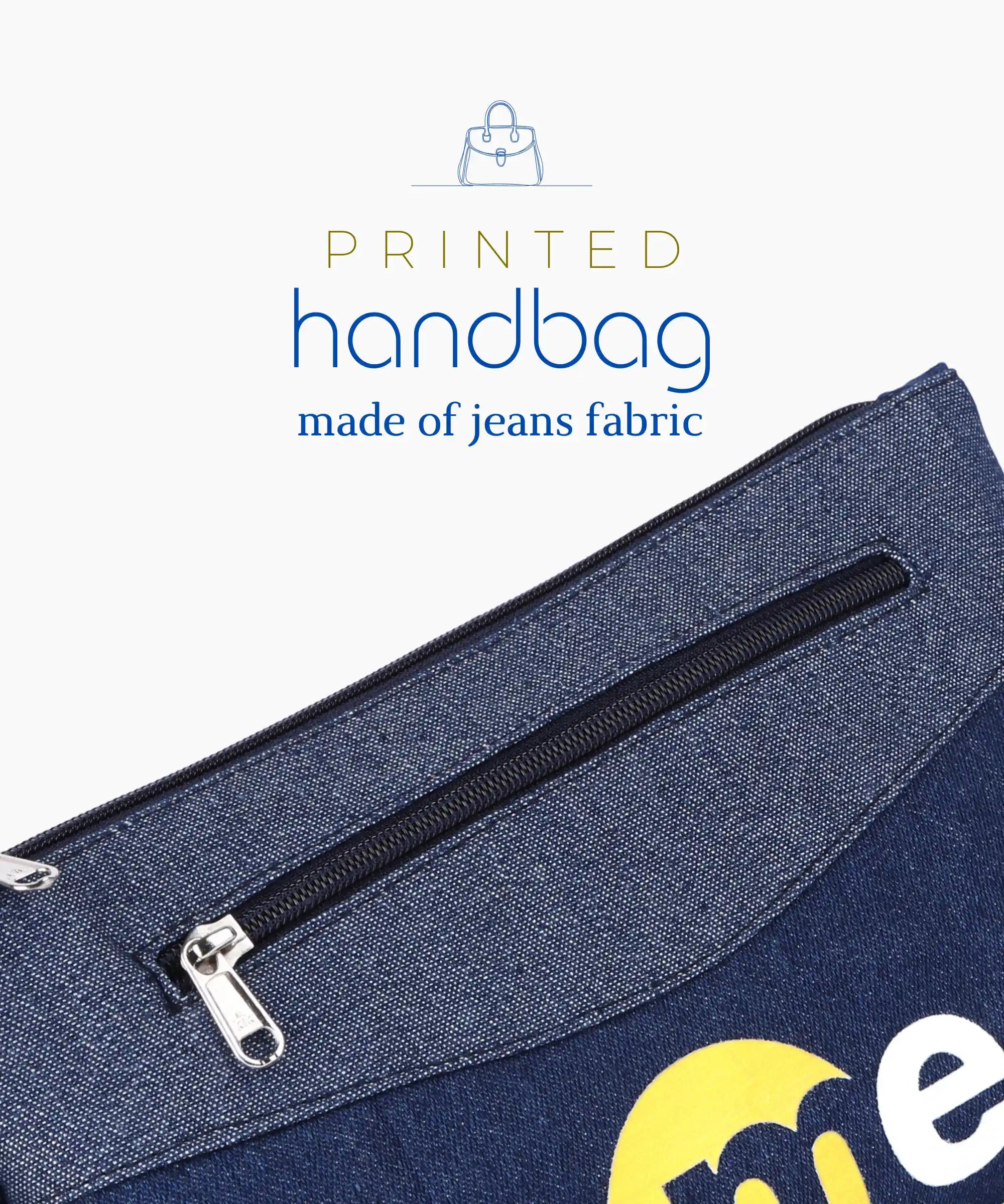 Unisex Denim Sling Bag for Men & Women Crossbody Side Bag with Adjustable Removable Strap Multiple Zipper Pockets Lightweight Travel Casual Daily Use Bag Blue